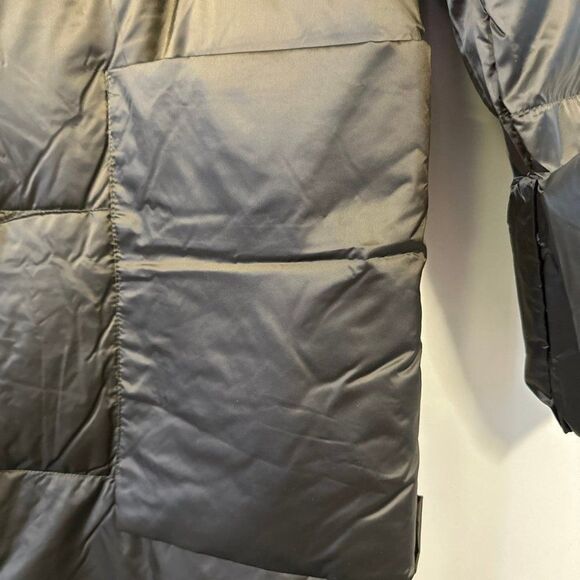 Women's Lattelier NWOT Dark Green Puffer Trench Coat Zip Up Jacket Large - Picture 4 of 7